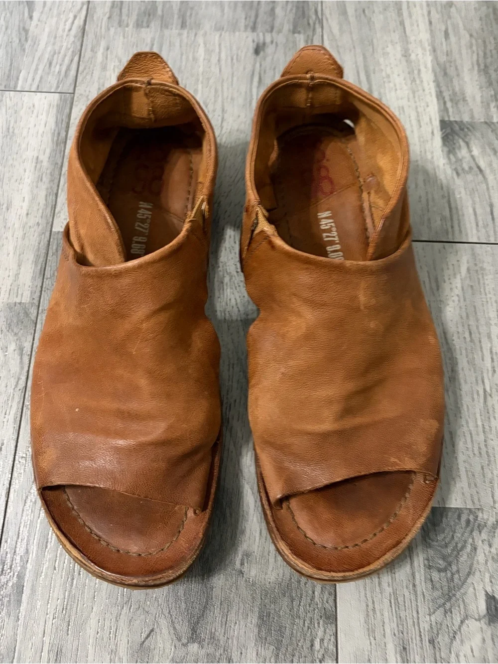 A.S.98 Women's Open-Toe Leather Sandals - Cognac Brown